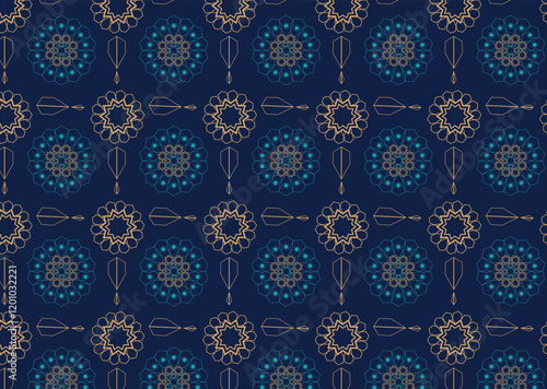 Elegant Islamic geometric seamless pattern featuring intricate symmetrical designs, perfect for backgrounds, textiles, decor, and branding with a timeless cultural essence.