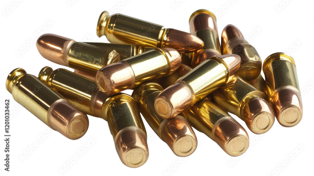 Stack of bullets isolated on white background Stack of bullets isolated on white background