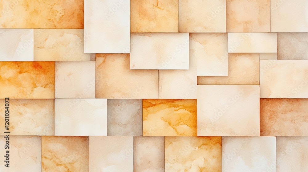 Beige gold watercolor idea. Abstract wall texture with an arrangement of warm, neutral-colored rectangular shapes. Beige gold watercolor idea. Abstract wall texture with an arrangement of warm, neutral-colored rectangular shapes.