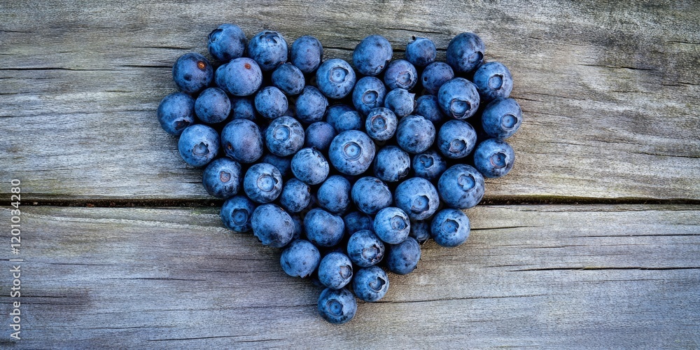 Fresh organic blueberries in a heart shape on a rustic wooden surface symbolizing heart health and disease prevention bright blue tones natural texture Fresh organic blueberries in a heart shape on a rustic wooden surface symbolizing heart health and disease prevention bright blue tones natural texture