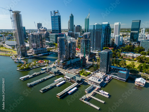 Aerial shot of Perth CBD in daytime
