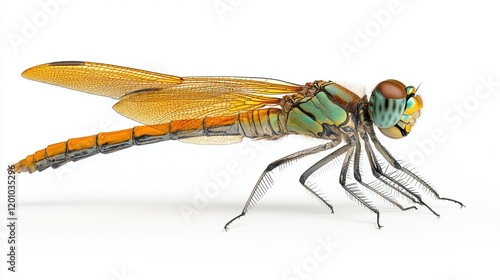 Wallpaper Mural Detailed Close-Up of Colorful Dragonfly on White Background Torontodigital.ca