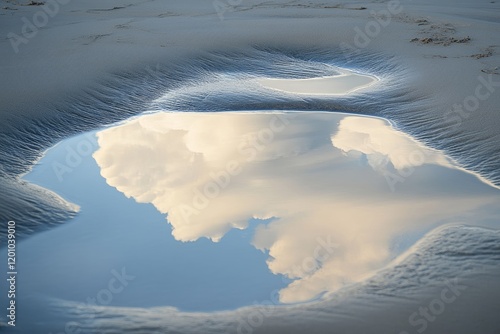 Cloud Reflection In Sandy Puddle Beach Water photo