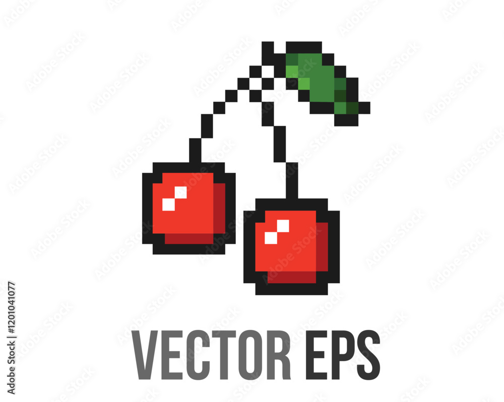 8 bits pixel art red fruit cherry icon 8 bits pixel art red fruit cherry icon