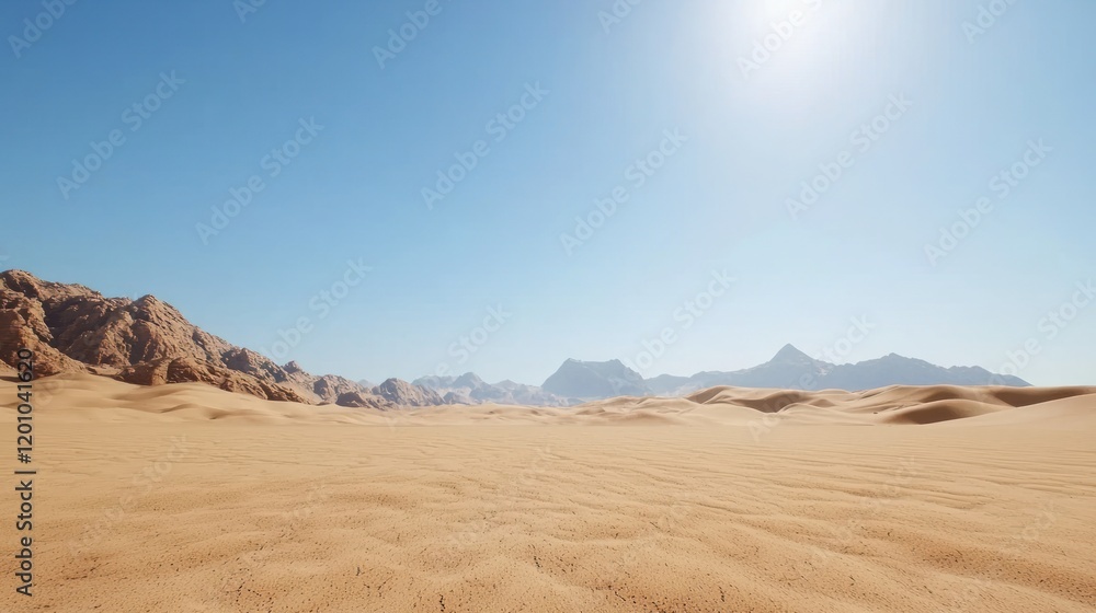 Vast Desert Landscape under Bright Sun Vast Desert Landscape under Bright Sun