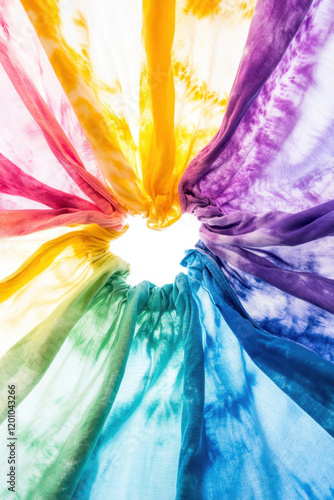 Wallpaper Mural Vibrant, colorful tie-dye fabric swirls, showcasing a spectrum of bright hues in a circular arrangement. Torontodigital.ca