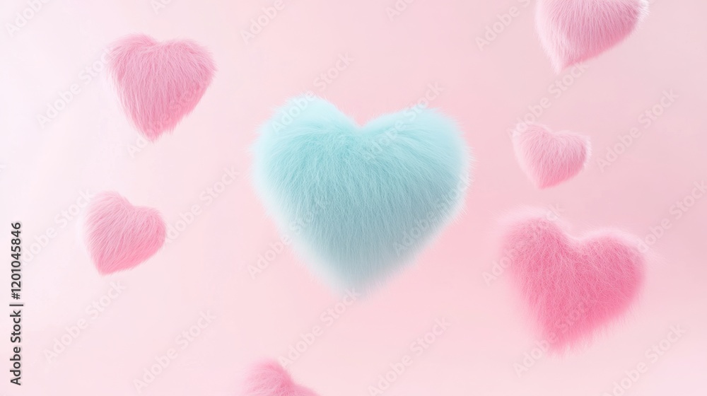 Floating Pastel Hearts Soft Fluffy Background Floating Pastel Hearts Soft Fluffy Background