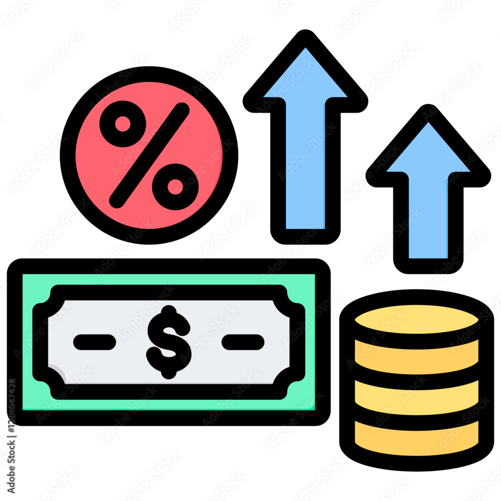 Inflation Outline Color Icon Inflation Outline Color Icon