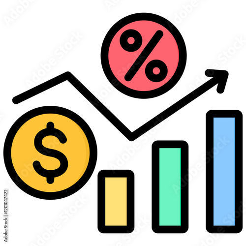 Interest Rate Outline Color Icon
