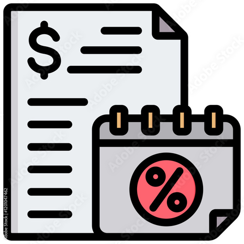 Tax Outline Color Icon