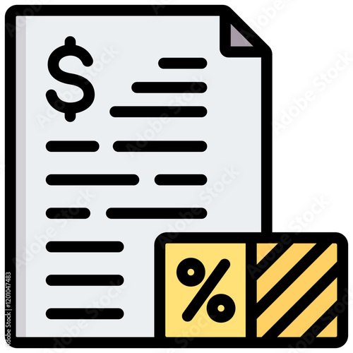 Tax Deduction Outline Color Icon