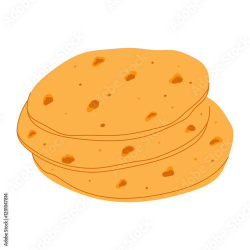 Flatbread. Traditional Middle Eastern food. Hand drawn vector illustration