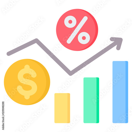 Interest Rate Flat Icon
