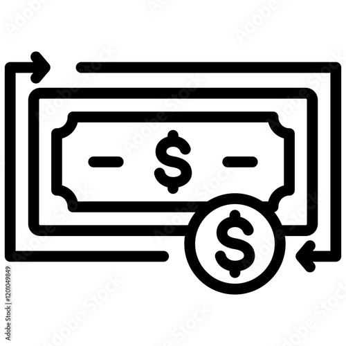 Cash Flow Outline Icon