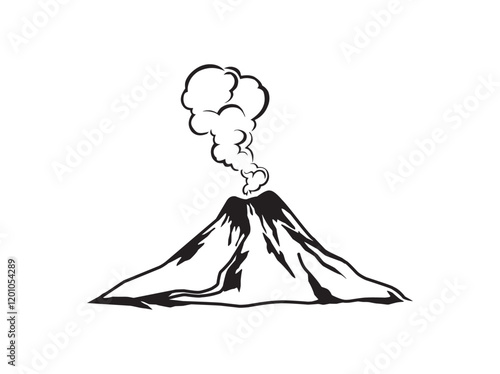 volcanic eruption illustration, vector image