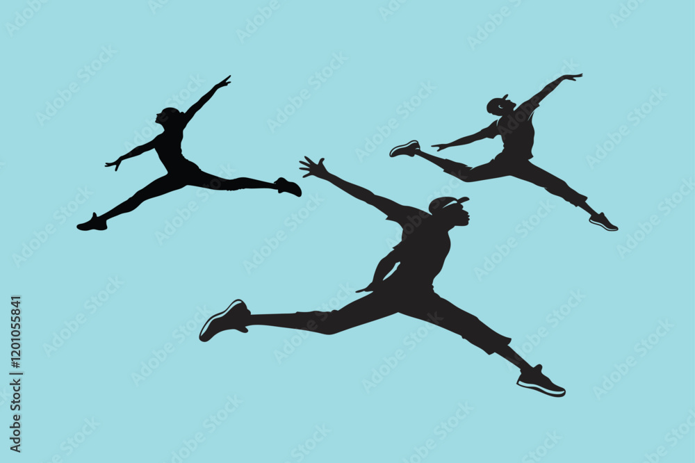 Players different style black silhouette art Players different style black silhouette art