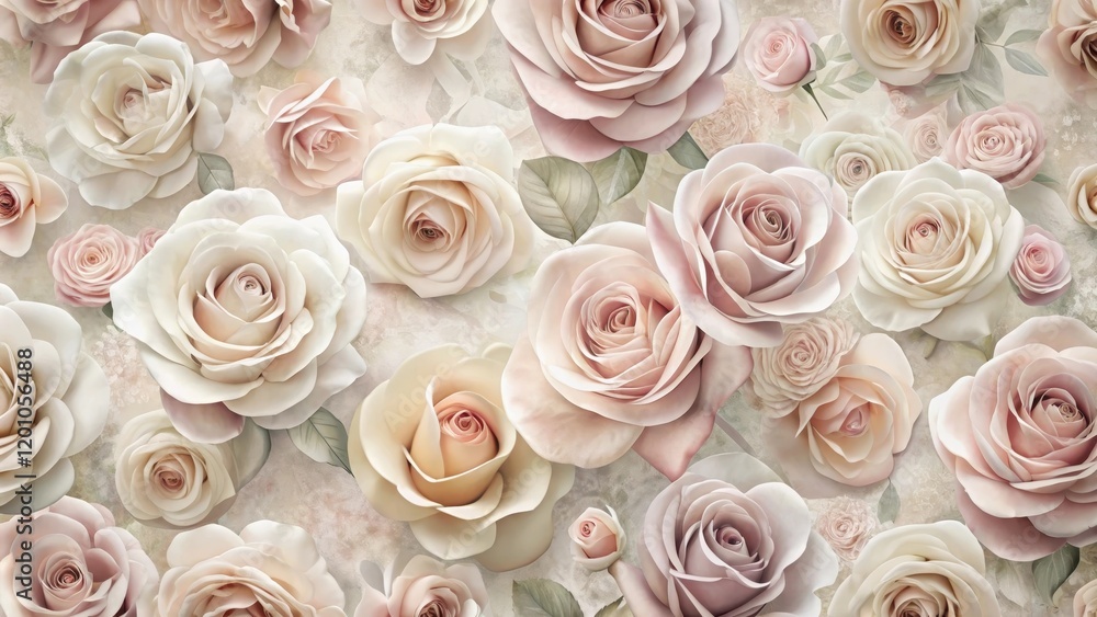A Delicate Array of Pastel Roses in a Romantic Floral Design A Delicate Array of Pastel Roses in a Romantic Floral Design