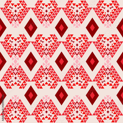 A beautiful Native pattern in pink red that combines ancestral motifs with modern simplicity, creating a design that speaks to both tradition and contemporary style. Ideal for a unique yet timeless 