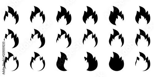 collection of fire logo icon designs, professional fire icons, fire logo designs, silhouettes, badges, blazing fire, burning, hot, burning, warning, fire symbols