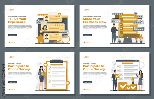 Landing page template for customer surveys and feedback reviews to enhance service quality and user satisfaction