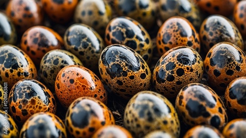 close up of eggs in a row