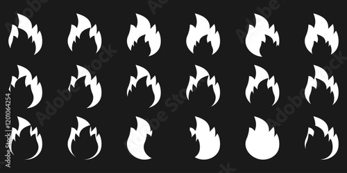 collection of fire logo icon designs, professional fire icons, fire logo designs, silhouettes, badges, blazing fire, burning, hot, burning, warning, fire symbols