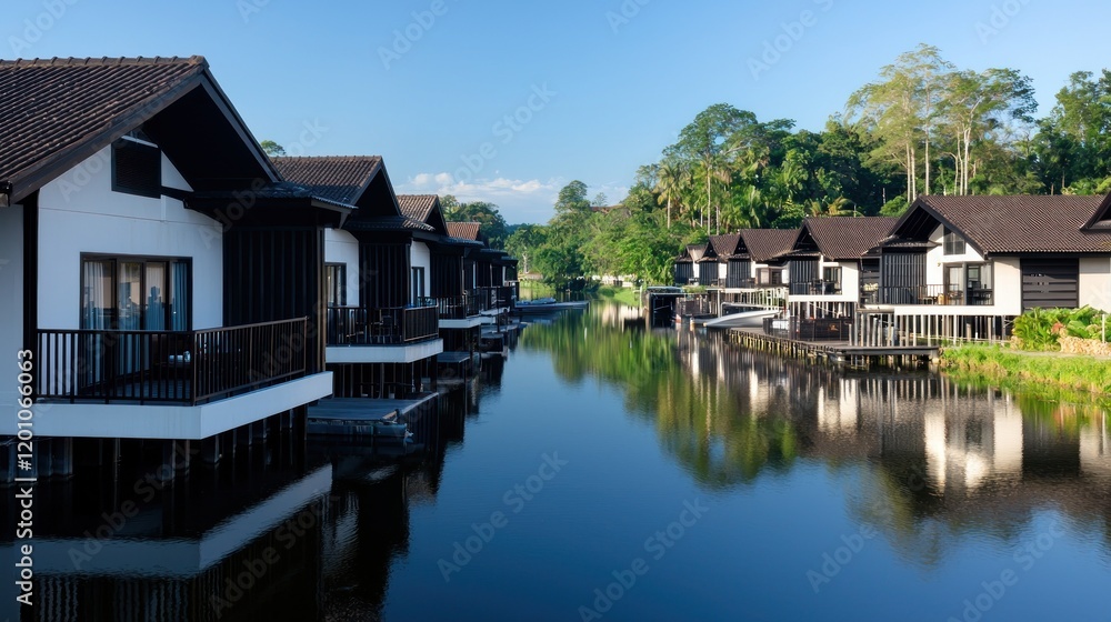 Fototapeta premium Waterfront Villas at Tropical Resort
