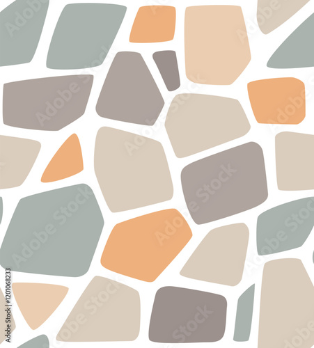 カラフルな石畳のベクターシームレスパターン（平面バージョン）