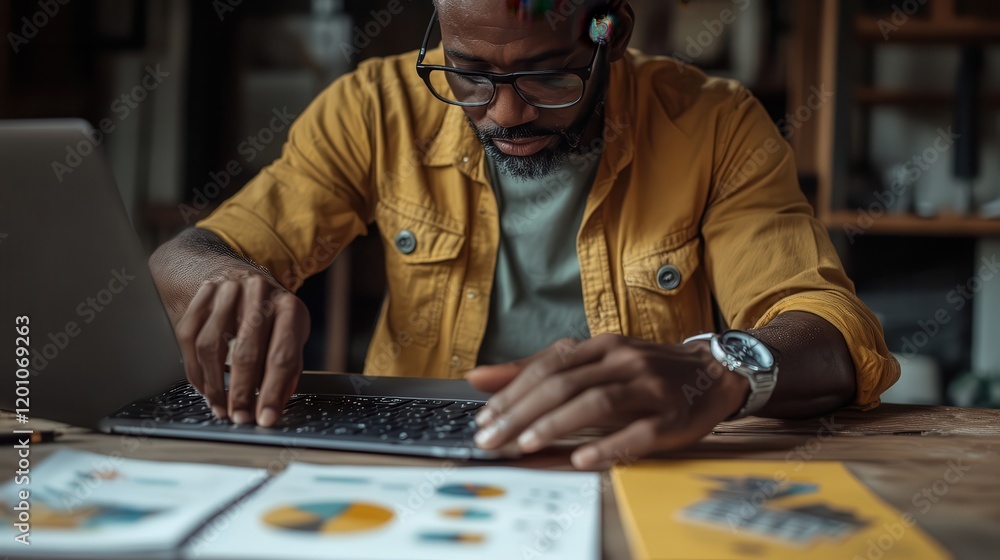 A team leader pointing to a chart on a laptop screen while discussing strategy