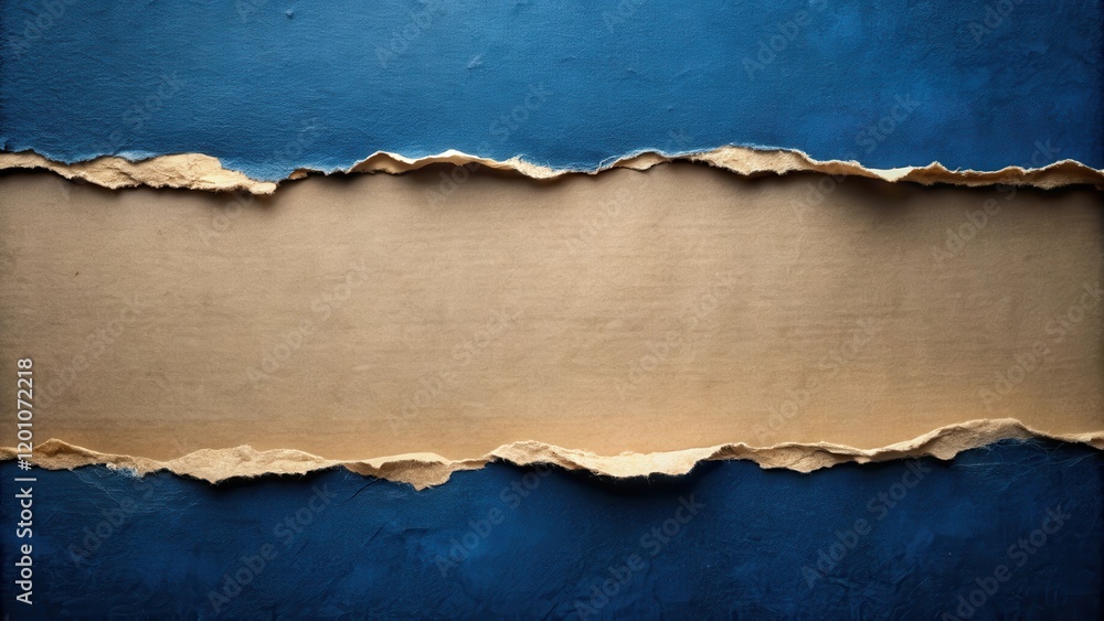 Torn Paper with Brown Center and Blue Edges for Textural Background Torn Paper with Brown Center and Blue Edges for Textural Background