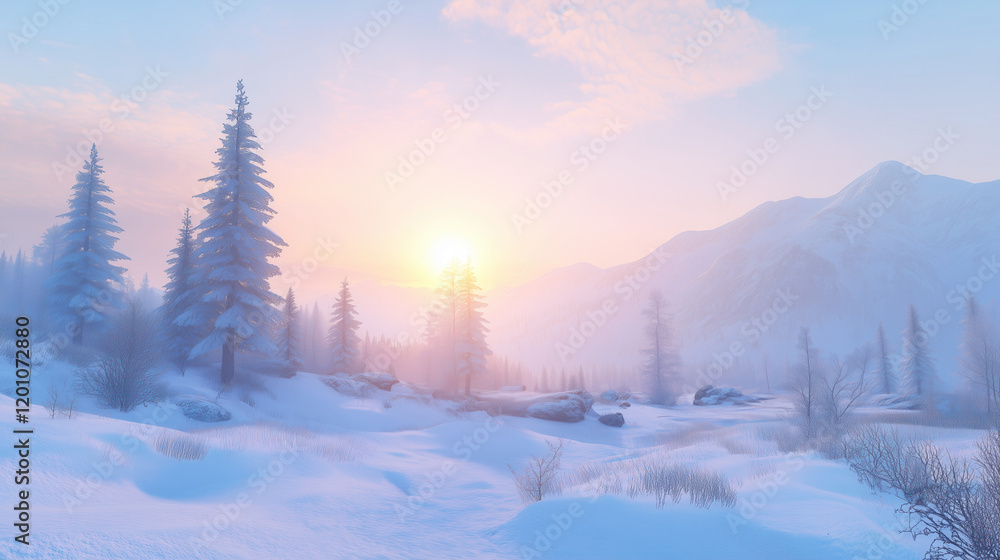 A breathtaking sunrise over snowy mountains, with a clear blue sky, pine trees covered in snow, and serene winter vibes. A breathtaking sunrise over snowy mountains, with a clear blue sky, pine trees covered in snow, and serene winter vibes.