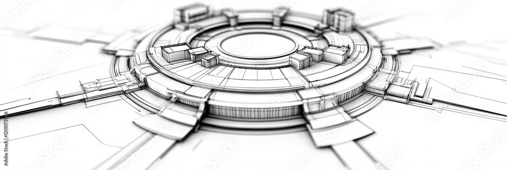 Obraz premium 3D architectural blueprints, digital
