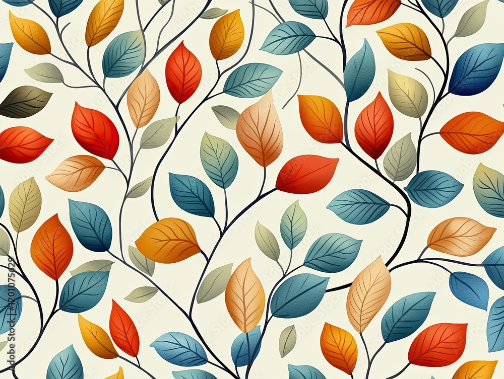 Fototapeta premium Autumn leaves design nature digital art colorful background aesthetic creative concept
