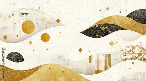 上質な空間演出のための和柄背景 | 金箔と波うねり