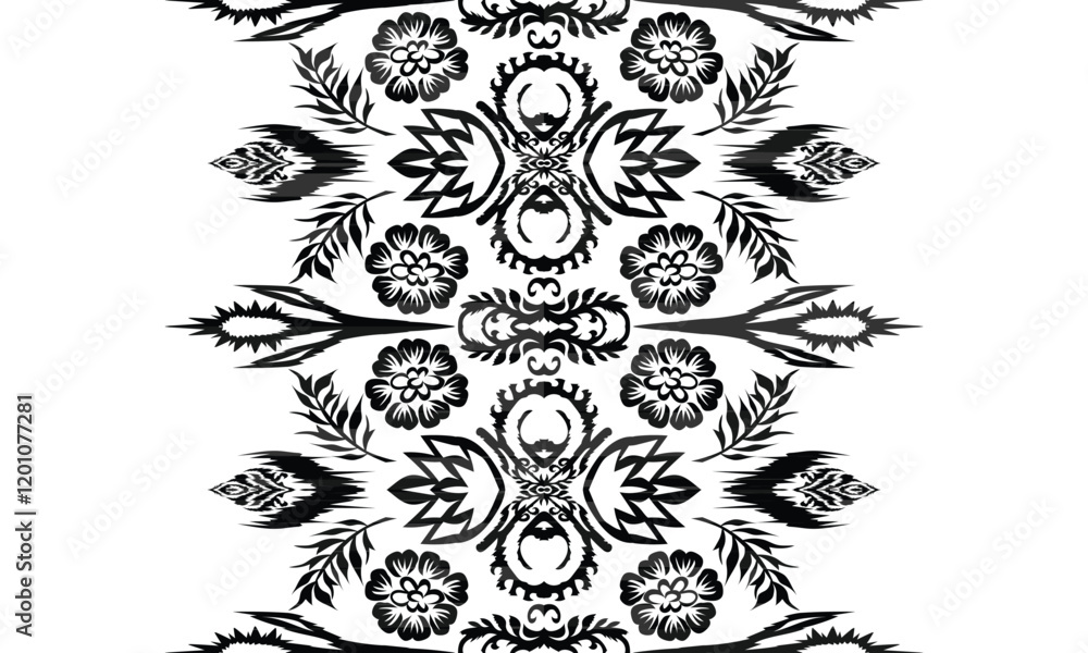 Fototapeta premium Geometric ethnic flower pattern for background,fabric,wrapping,clothing,wallpaper,Batik,carpet,embroidery style.