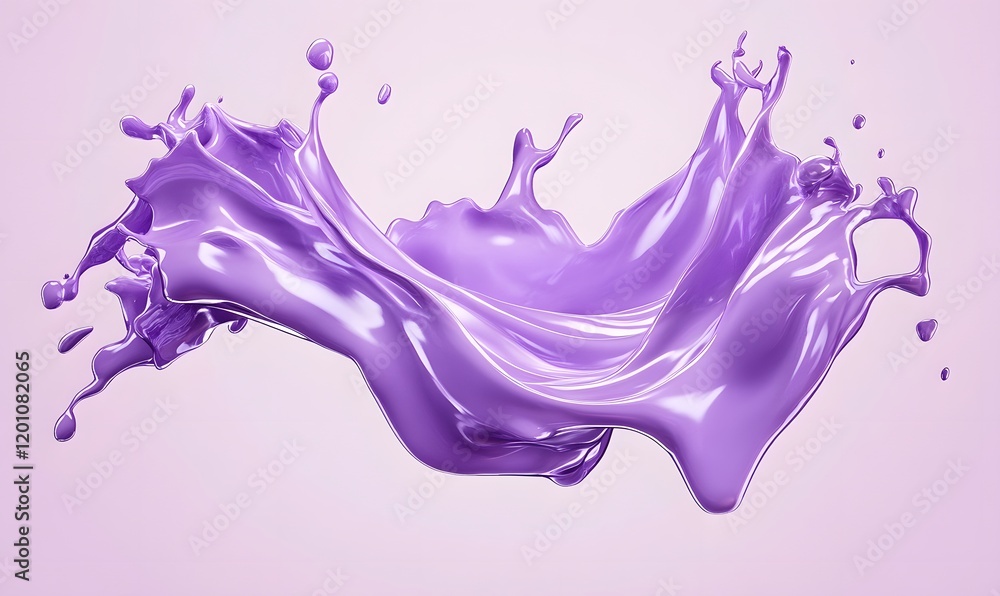 Naklejka premium Lavender liquid splash, dynamic flow, 3D render.