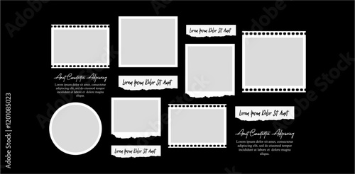 Pictures or photos frame collage. comics page grid layout abstract photo frames and digital photo wall template