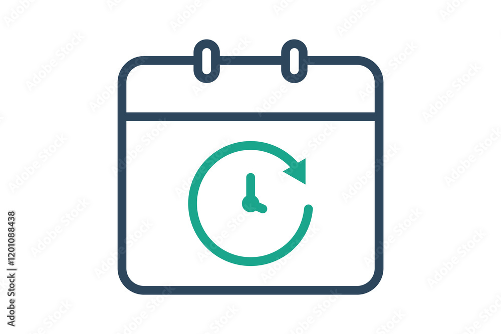 Deadline icon. line icon style. calendar with arrow. icon related to time and date. time elements vector illustration Deadline icon. line icon style. calendar with arrow. icon related to time and date. time elements vector illustration