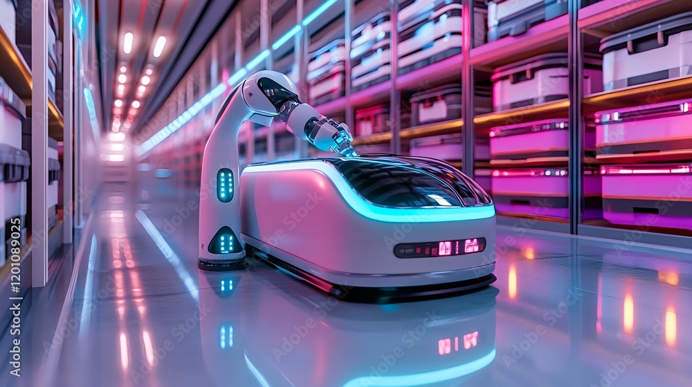 Fototapeta premium automated warehouse robot & ai logistics - artificial intelligence .