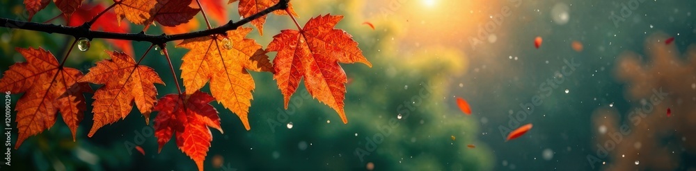Rain-soaked autumn leaves clinging to a windowpane, background, outdoor Rain-soaked autumn leaves clinging to a windowpane, background, outdoor