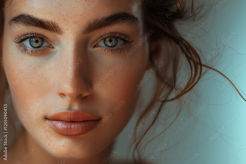 Close up beauty photo of nice young woman. Close up beauty photo of nice young woman.