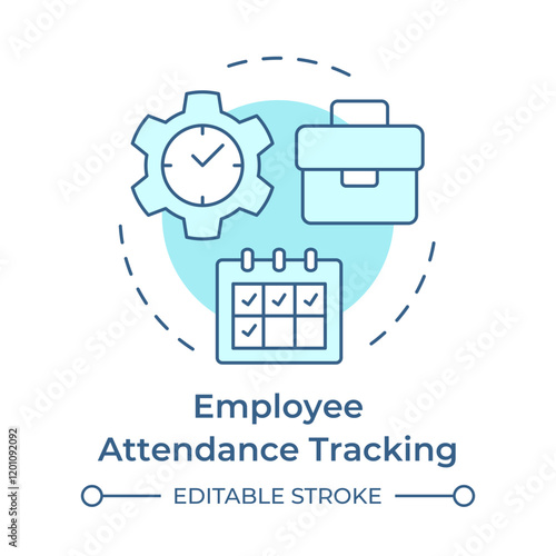 Employee attendance tracking soft blue concept icon. Work monitoring, organization. Round shape line illustration. Abstract idea. Graphic design. Easy to use in infographic, presentation