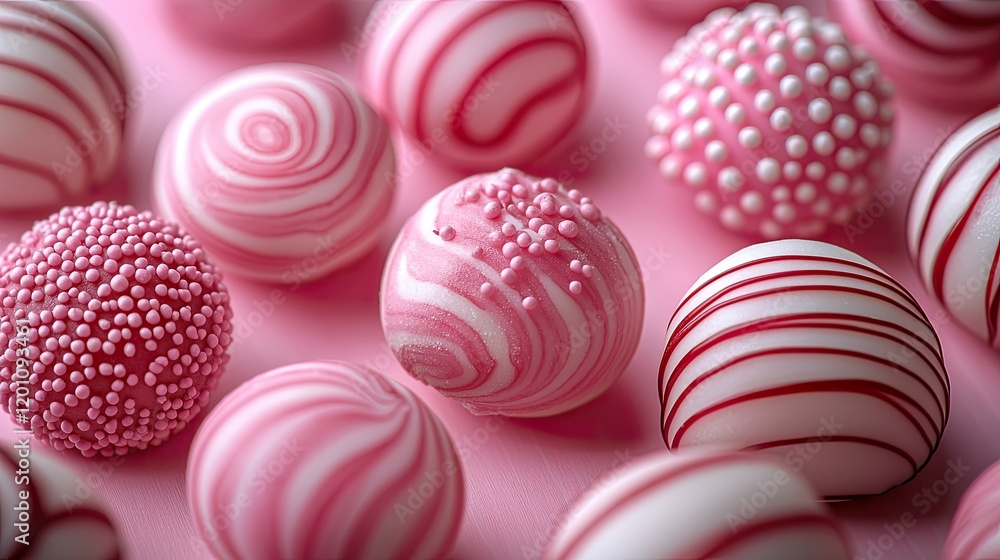 Pink and white chocolate truffles assorted designs Pink and white chocolate truffles assorted designs