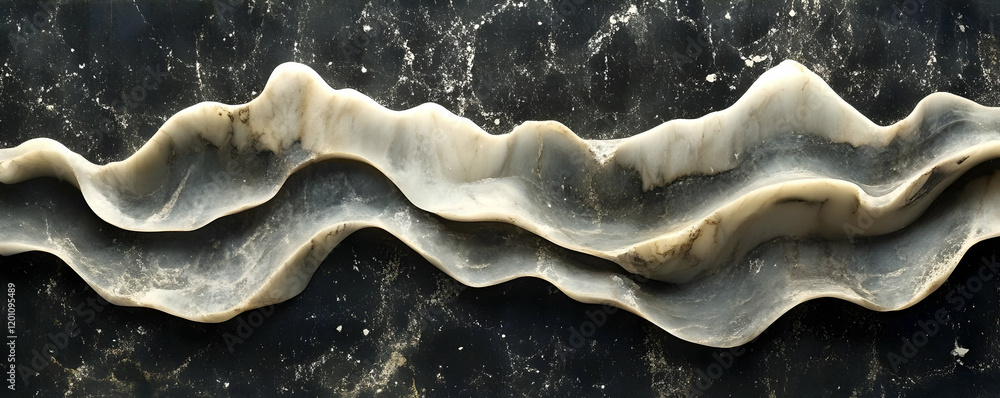 Fototapeta premium Marble Wave Sculpture on Dark Background