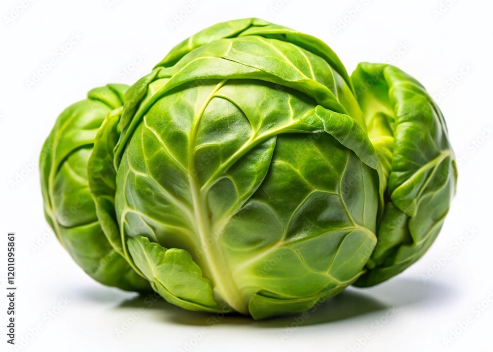 Fototapeta premium Fresh Brussels Sprouts Isolated on White Background - High-Resolution Stock Photo