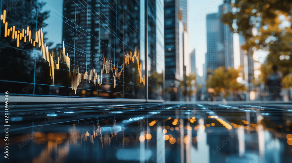 Fototapeta premium Abstract business Financial charts show a significant increase in profits in the stock market.This is driven by higher interest rates and continued growth. In the innovation world network of financial