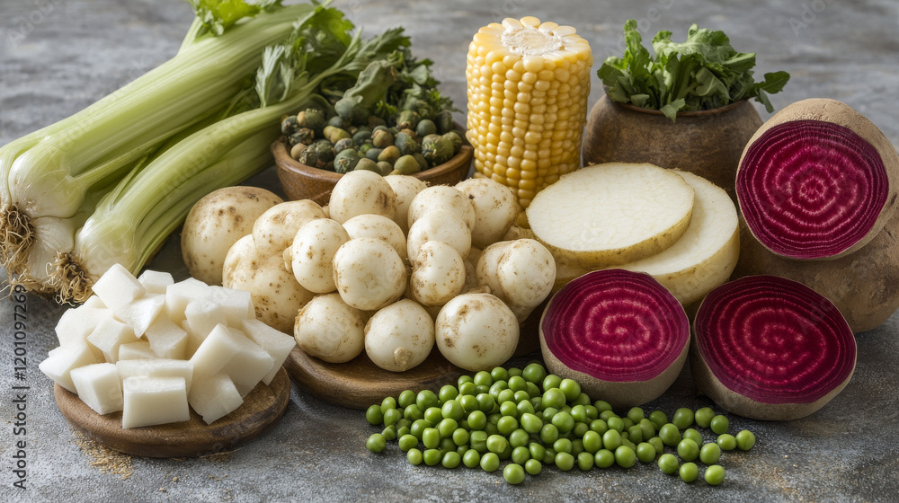 Exotic veggies icon, healthy food. Vector peas and chayote, horseraddish and beet, celery and turnip, parsnip and swede, mini corn and rutabaga, cassava and arracacia, caigua and jicama with yam Exotic veggies icon, healthy food. Vector peas and chayote, horseraddish and beet, celery and turnip, parsnip and swede, mini corn and rutabaga, cassava and arracacia, caigua and jicama with yam