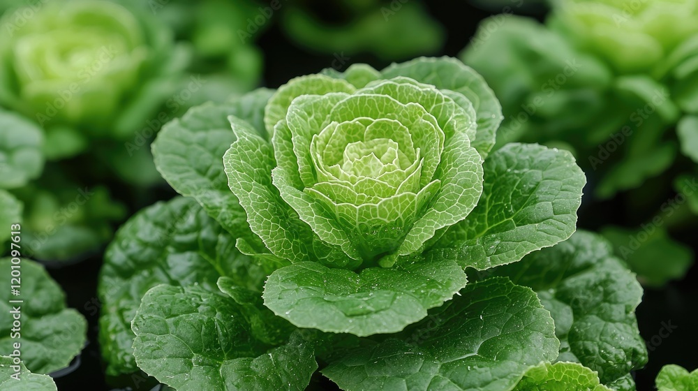 Obraz premium Lush Green Cabbage Plants Growing In Garden