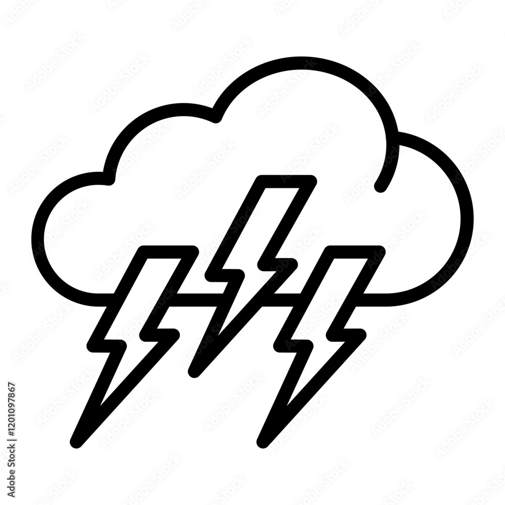 Storm Cloud Vector Line Icon Design Storm Cloud Vector Line Icon Design