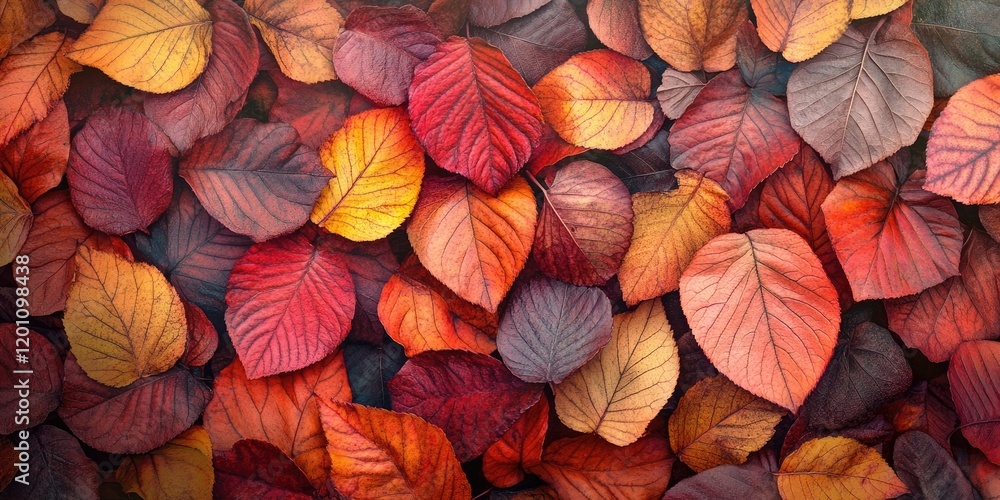Vibrant assortment of autumn leaves in shades of red, orange, and yellow arranged densely against a soft natural background. Vibrant assortment of autumn leaves in shades of red, orange, and yellow arranged densely against a soft natural background.